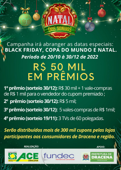 Campanha Natal Dos Sonhos Ser Lan Ada Em Dracena Nesta Quinta Feira